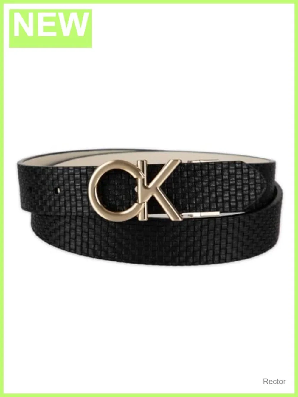 Reversible CK Monogram Plaque Buckle Dress Belt for Women